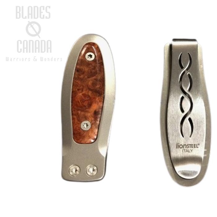 Lion Steel Money Clip, Titanium/Brierwood, LSTPBRA